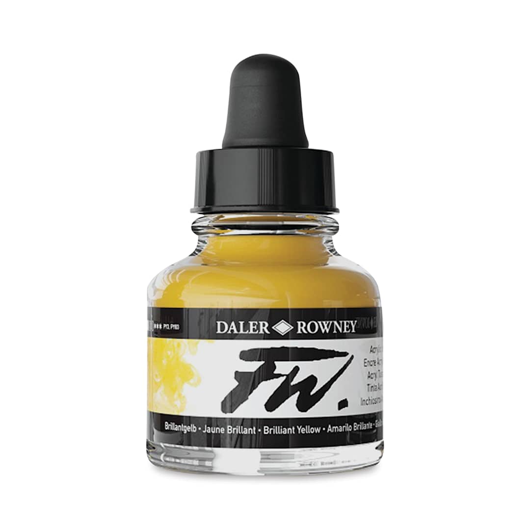 Open in modal - Daler-Rowney FW Acrylic Water-Resistant Artists Ink - 1 oz, Brilliant Yellow