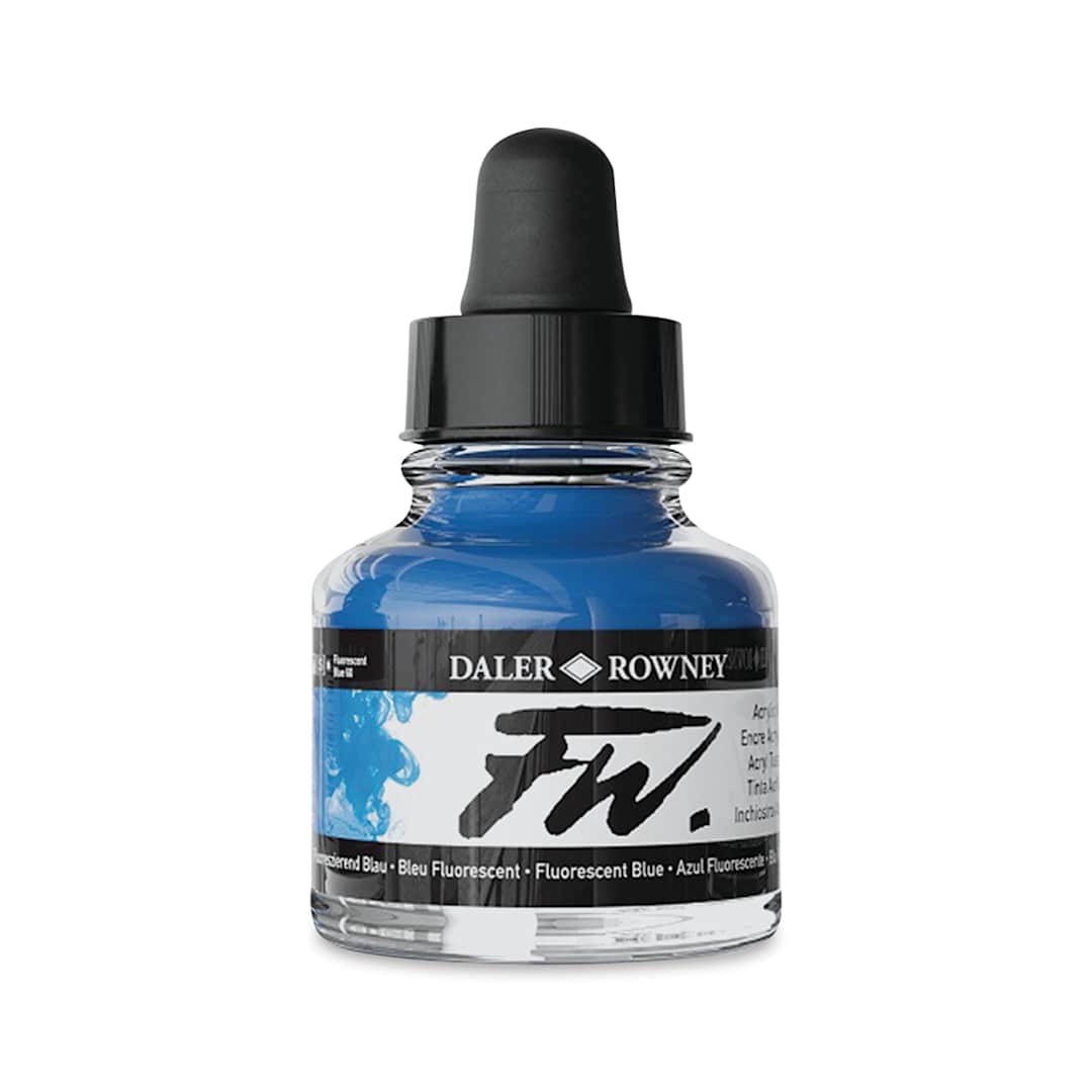 Open in modal - Daler-Rowney FW Acrylic Water-Resistant Artists Ink - 1 oz, Fluorescent Blue