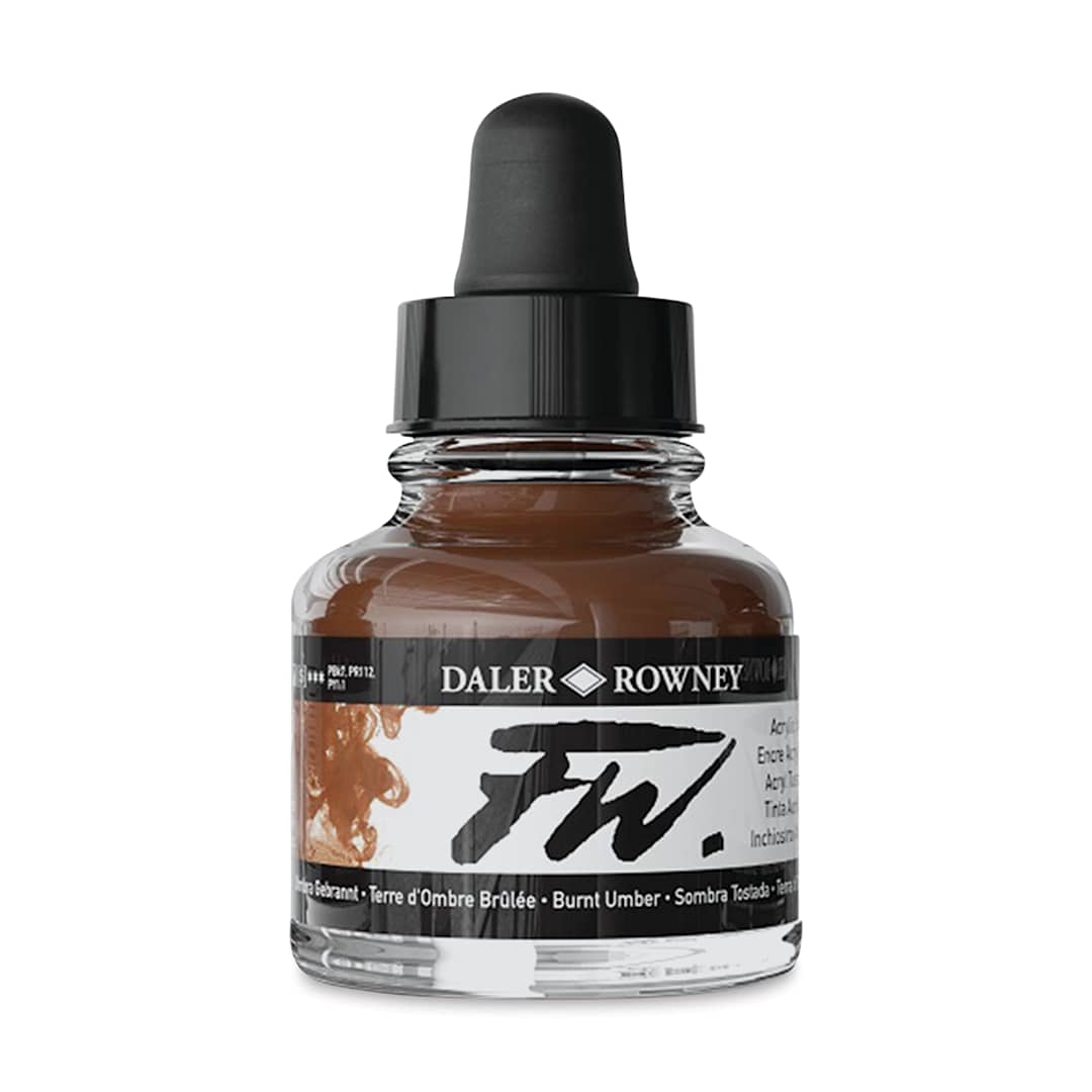 Open in modal - Daler-Rowney FW Acrylic Water-Resistant Artists Ink - 1 oz, Burnt Umber