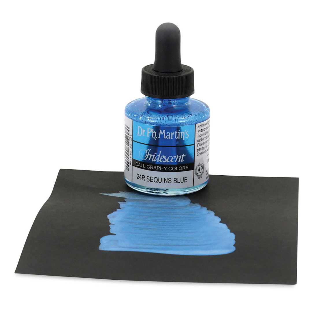 Open in modal - Dr. Ph. Martin's Iridescent Calligraphy Ink - Sequins Blue, 1 oz