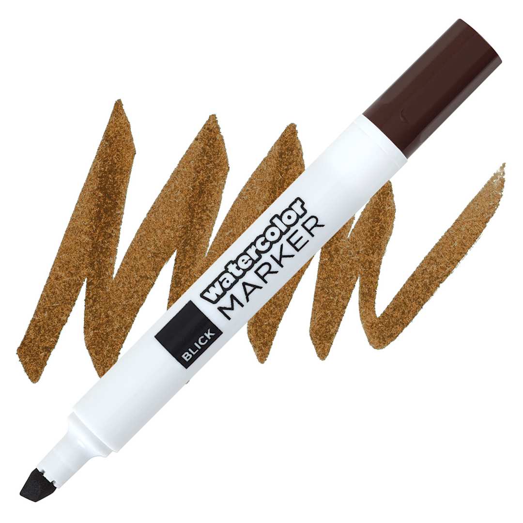 Open in modal - Blick Broadline Water-Based Marker - Dark Brown marker and swatch