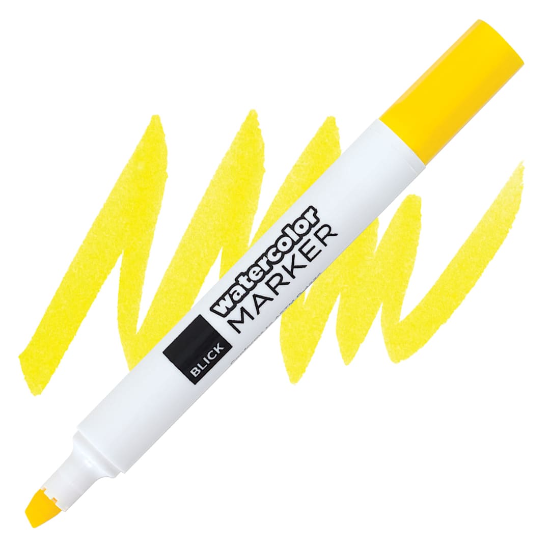 Open in modal - Blick Broadline Water-Based Marker - Yellow marker and swatch