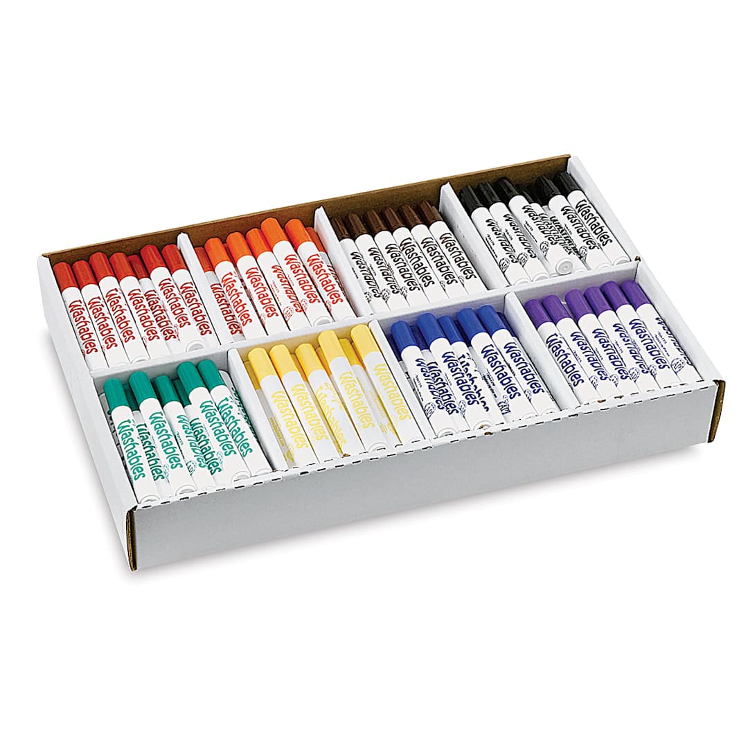 Open in modal - Washable Broadline Markers - Commponents of Set of 200 Classroom pack shown in package tray