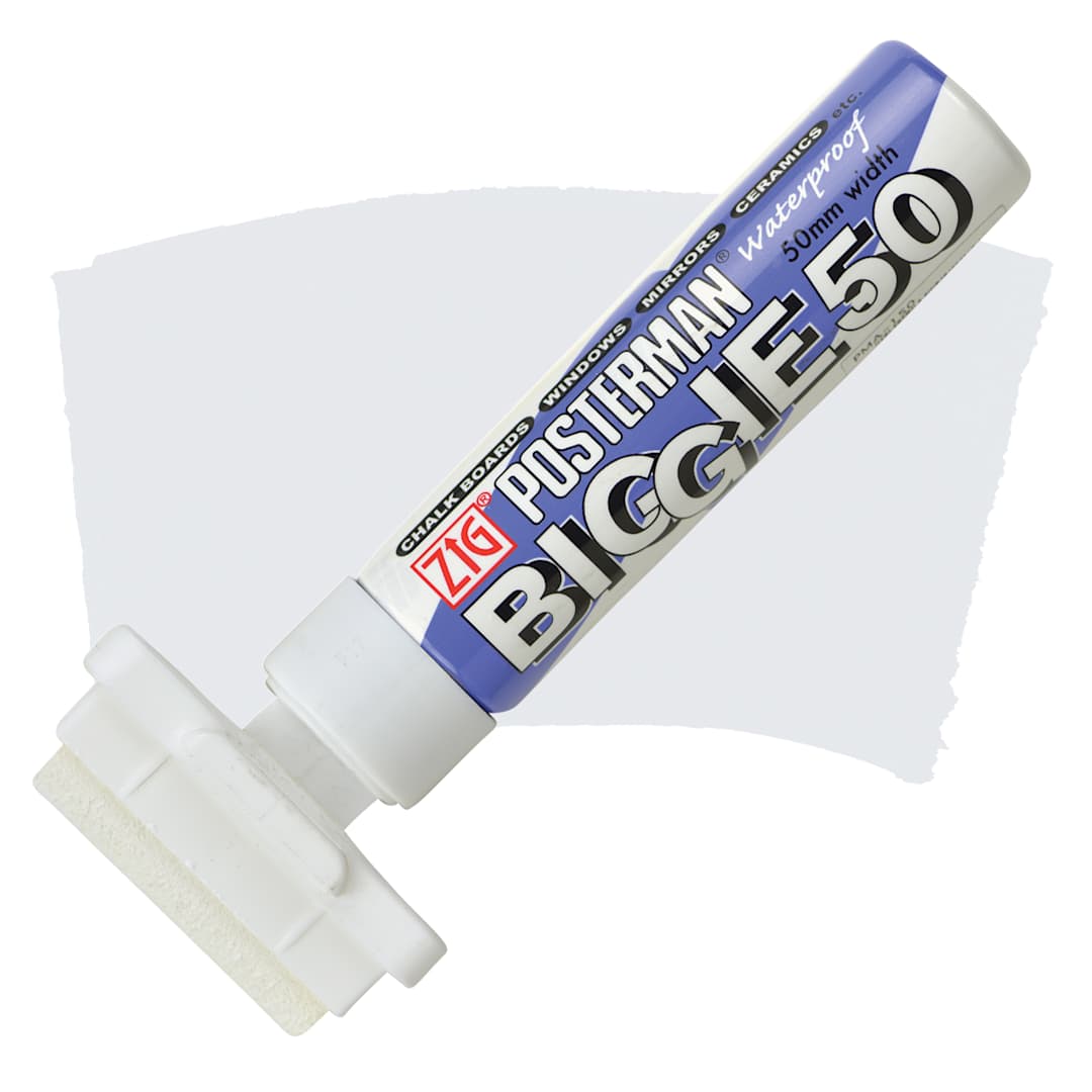 Open in modal - Kuretake Zig Posterman Biggie Marker - 5 cm, White marker and swatch