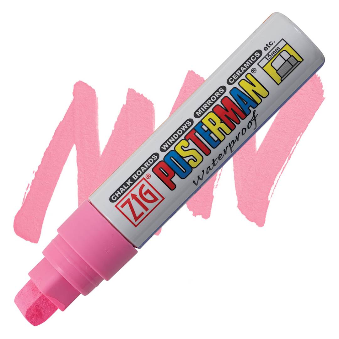 Open in modal - Zig Posterman Paint Marker - 15 mm, Pink, Big & Broad marker and swatch