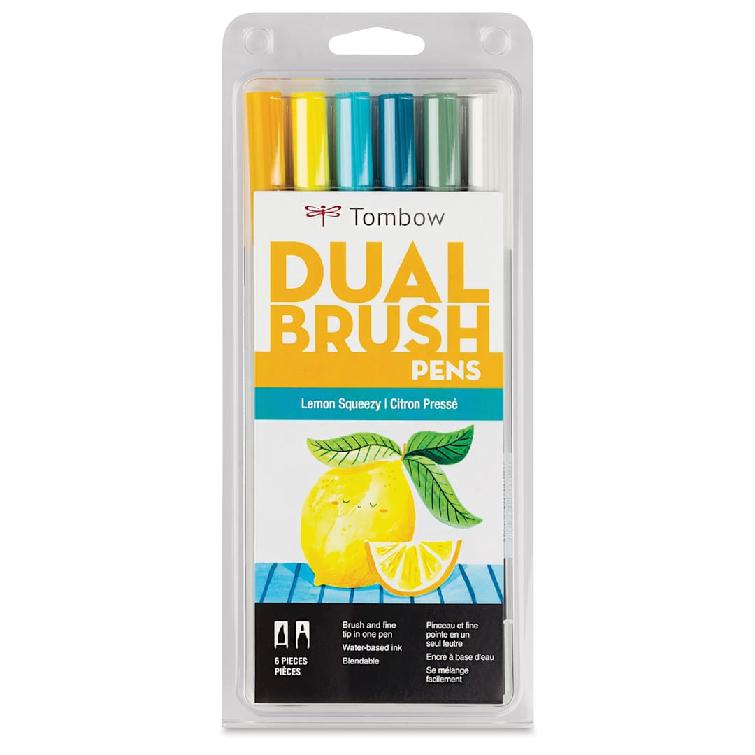 Open in modal - Tombow Dual Brush Pens - Lemon Squeezy, Set of 6, front of packaging