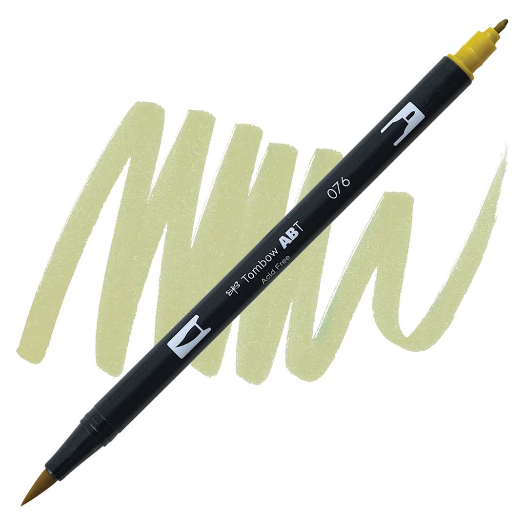 Open in modal - Tombow Dual Brush Pen - Green Ochre pen and swatch