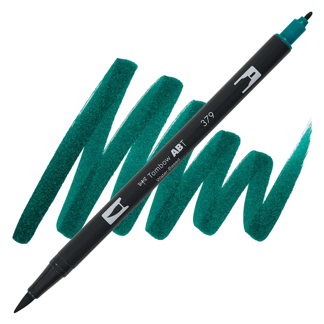 Open in modal - Tombow Dual Brush Pen - Jade Green pen and swatch