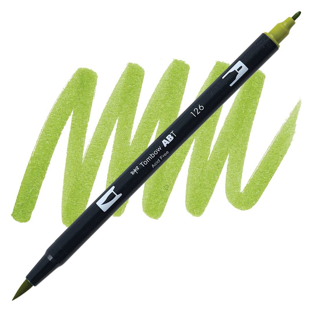 Open in modal - Tombow Dual Brush Pen - Light Olive Green pen and swatch