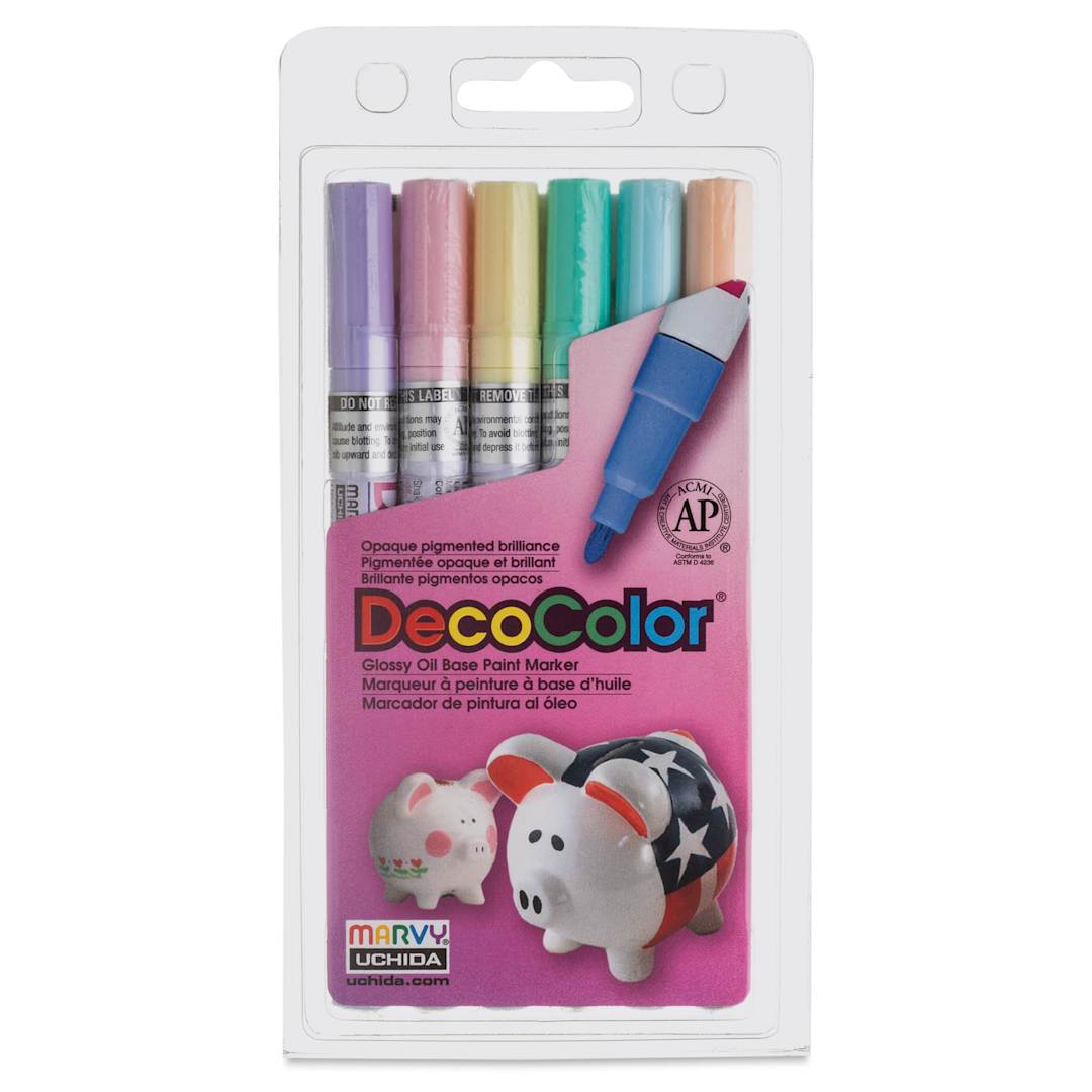 Open in modal - Decocolor Paint Markers - Set of 6, Pastel Colors, Fine Tip