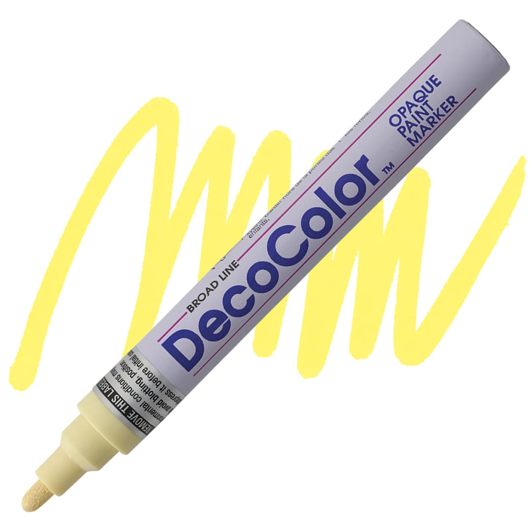 Open in modal - Decocolor Paint Marker - Cream Yellow, Broad Tip marker and swatch
