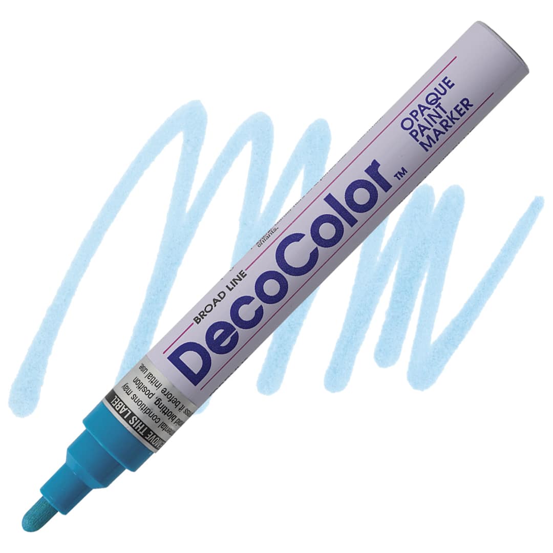 Open in modal - Decocolor Paint Marker - Light Blue, Broad Tip marker and swatch