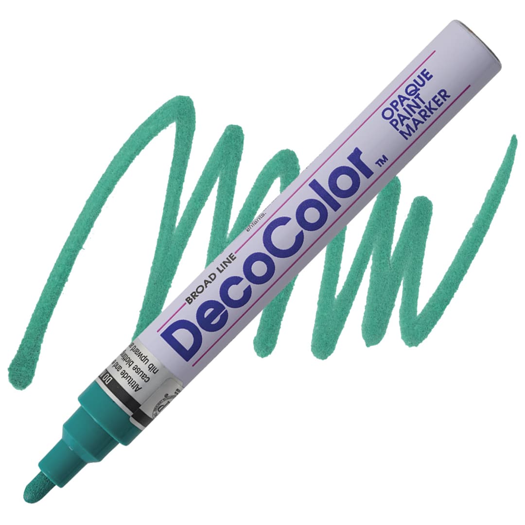 Open in modal - Decocolor Paint Marker - Teal, Broad Tip marker and swatch