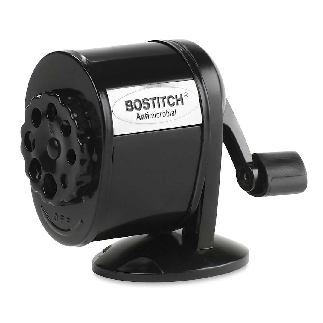 Open in modal - Antimicrobial Manual Pencil Sharpener - Left angled view showing adjustable pencil slots
