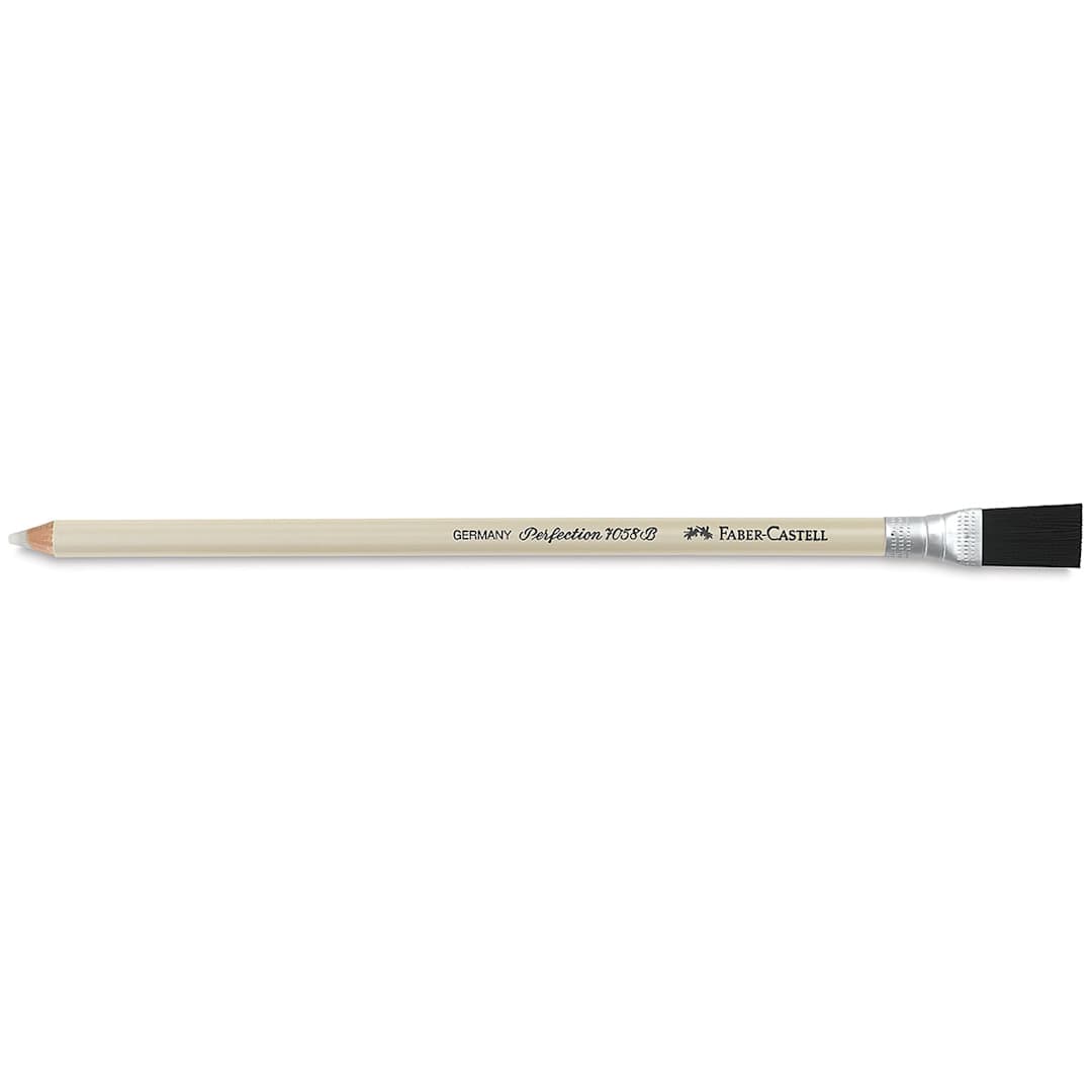 Open in modal - Faber-Castell Perfection Eraser Pencil with Brush - Single Pencil, #7058B White Eraser