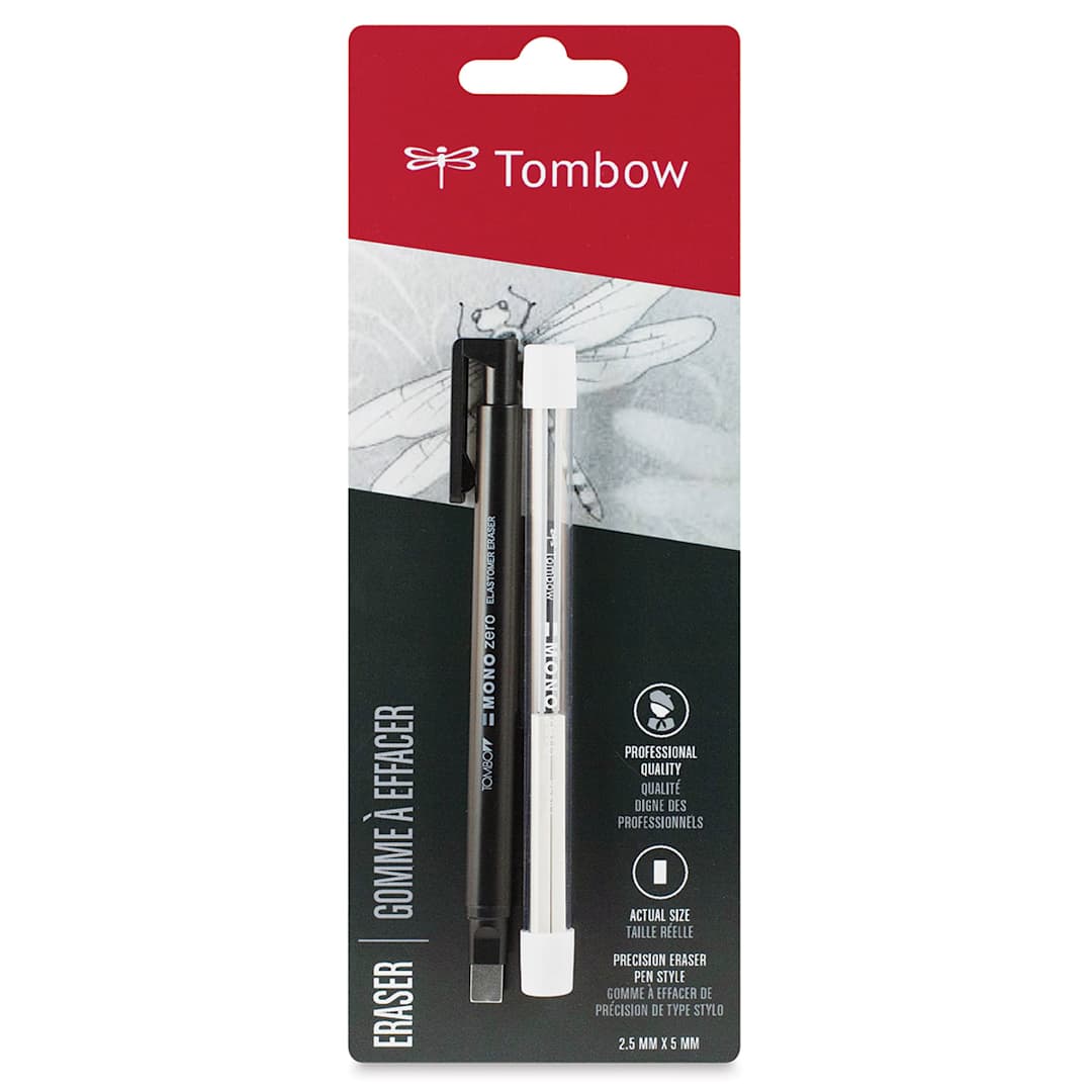Open in modal - Tombow Mono Zero Refillable Eraser - Eraser and Refill Pack, Rectangular (in package)
