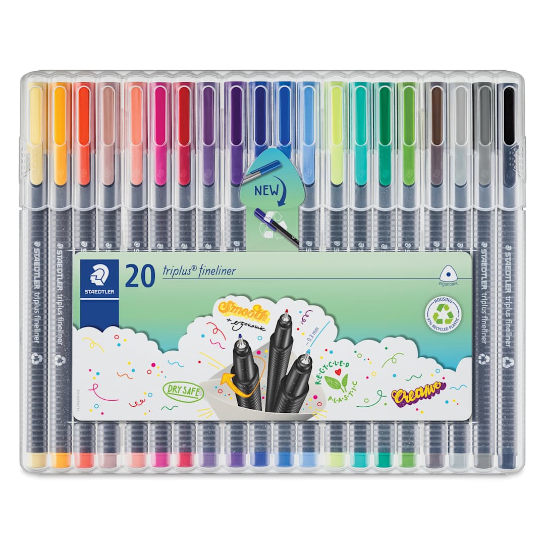 Open in modal - Staedtler Triplus Fineliner Pen - Set of 20, Assorted Colors, packaging