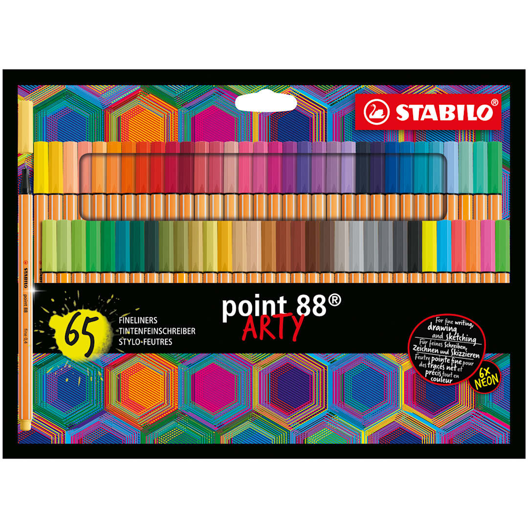 Open in modal - Stabilo Point 88 Fineliner Pens - Set of 65, Arty Wallet, Assorted Colors