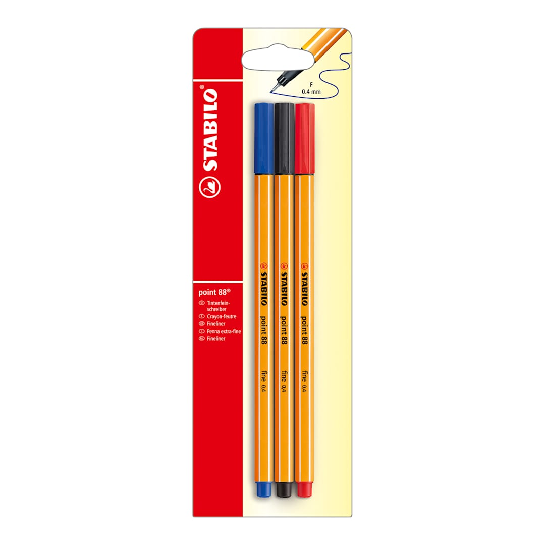 Open in modal - Stabilo Point 88 Fineliner Pens - Set of 3, Assorted Colors