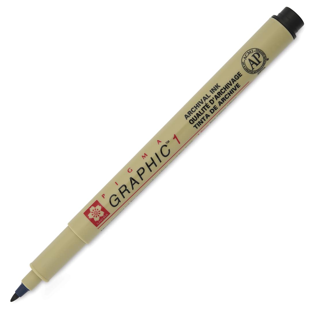 Open in modal - Sakura Pigma Graphic Pen - Black, 1 mm - with cap removed