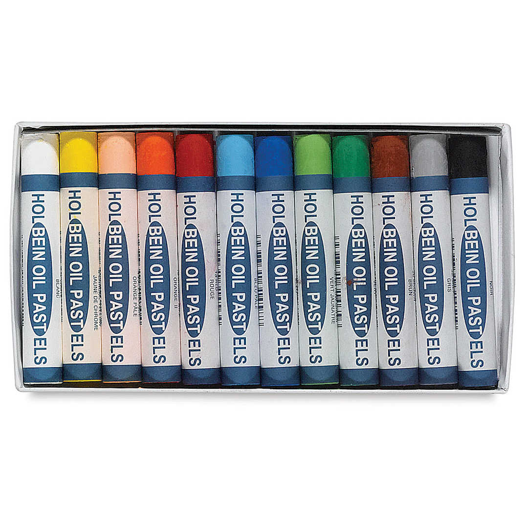 Open in modal - Holbein Academic Oil Pastel Sets - Set of 12 shown open in tray