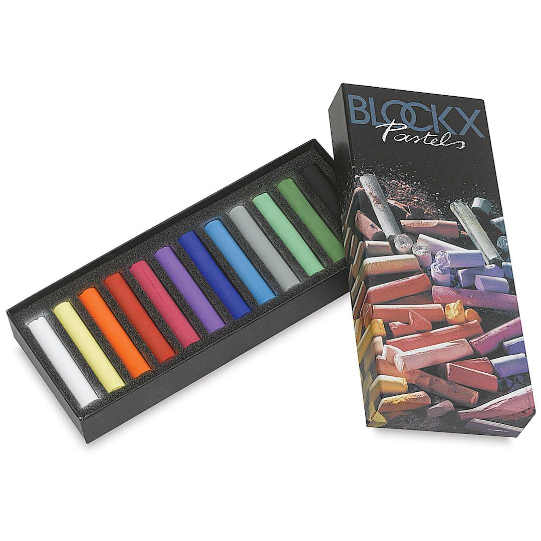 Open in modal - Blockx Soft Pastel Set - Assorted Colors, Set of 12, pastels shown inside of the packaging