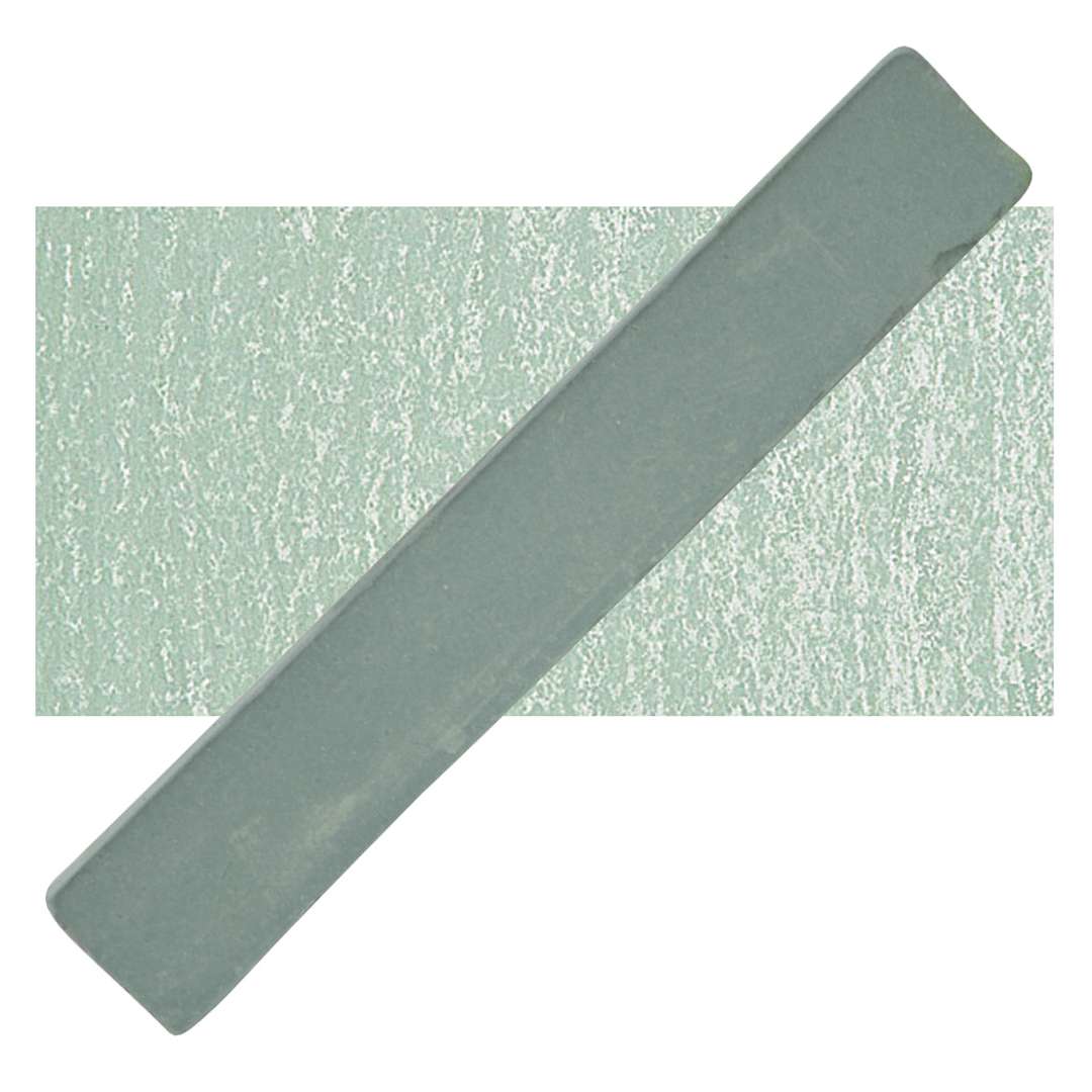 Open in modal - Holbein Artists' Soft Pastel - Foggy Green 3 pastel and swatch