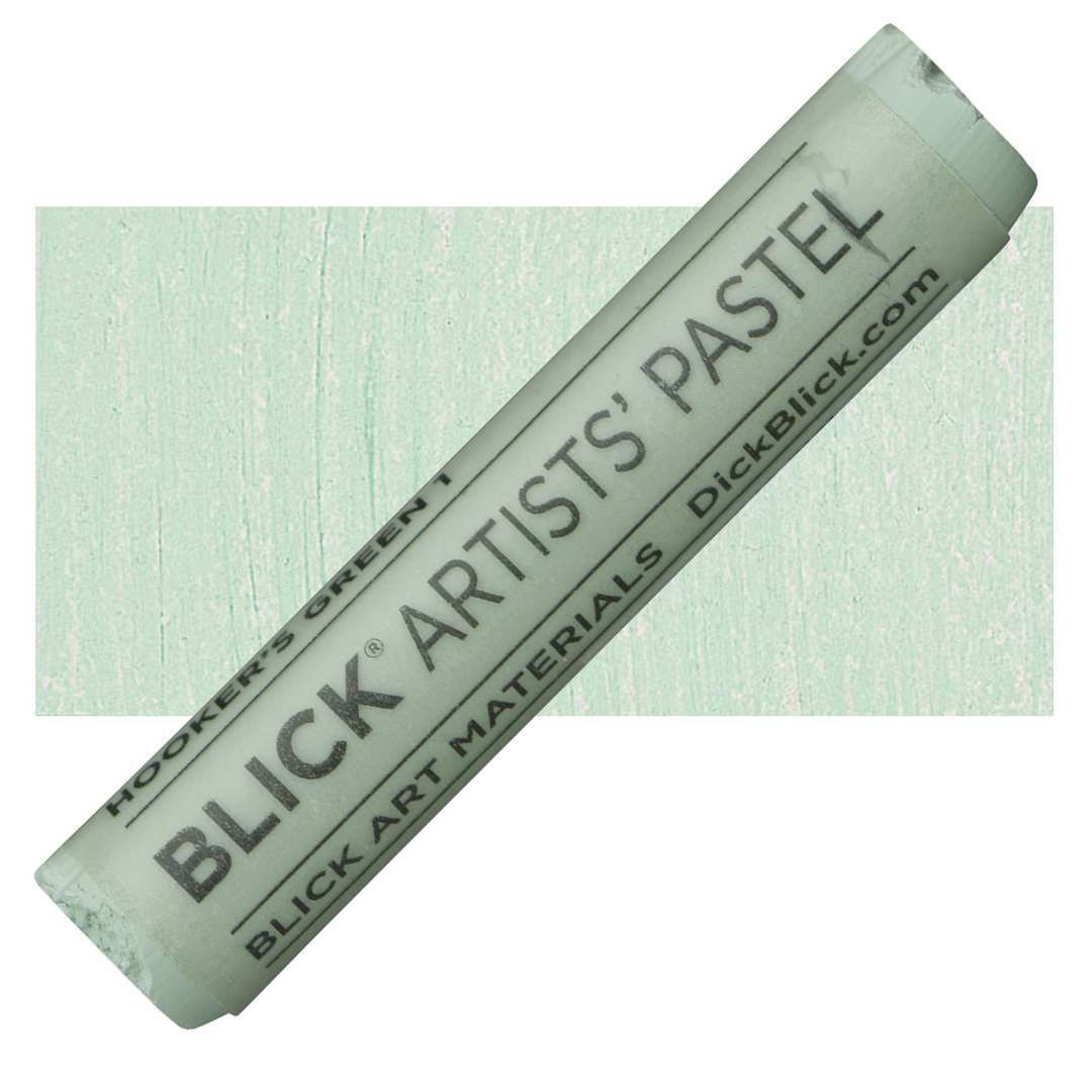 Open in modal - Blick Artists' Soft Pastel - Hookers Green 1 pastel and swatch