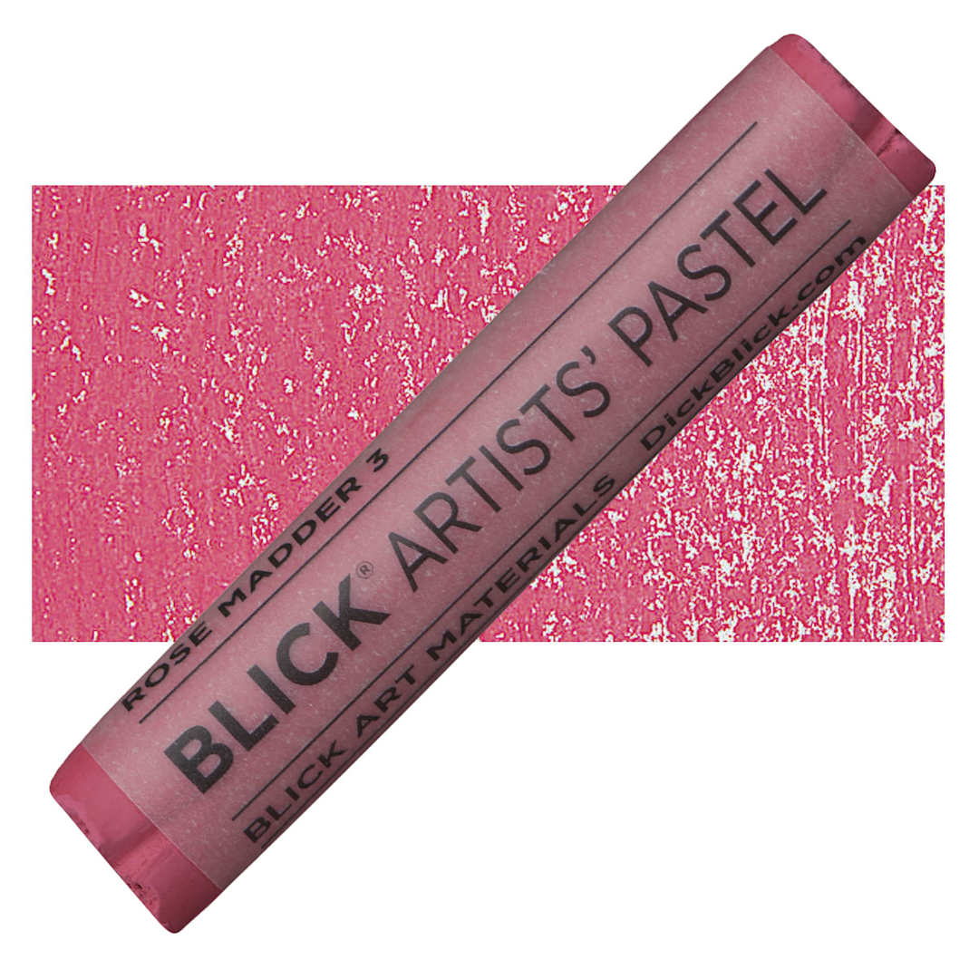 Open in modal - Blick Artists' Soft Pastel - Rose Madder 3 pastel and swatch