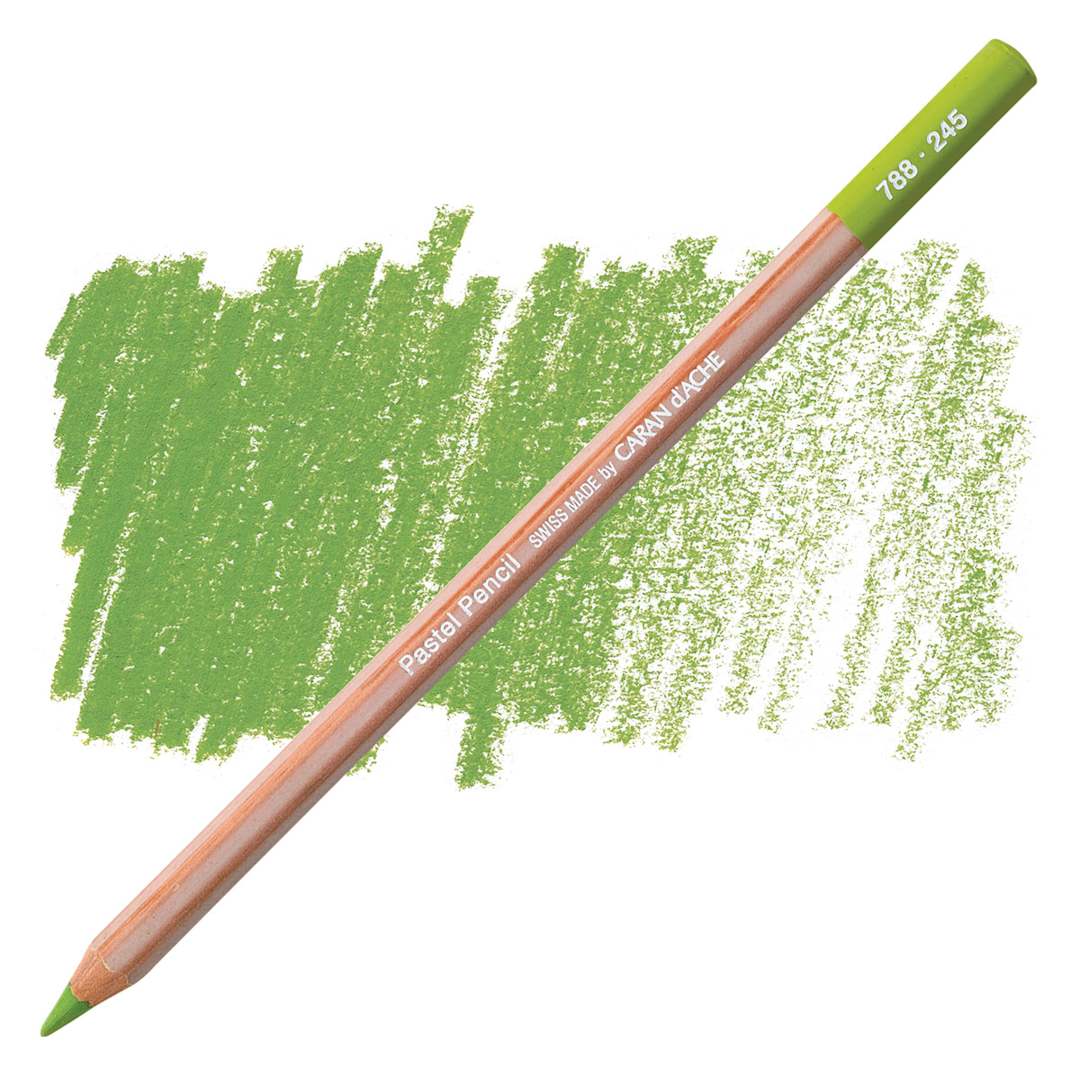 Open in modal - Caran d'Ache Pastel Pencil - Light Olive 40 pencil and swatch