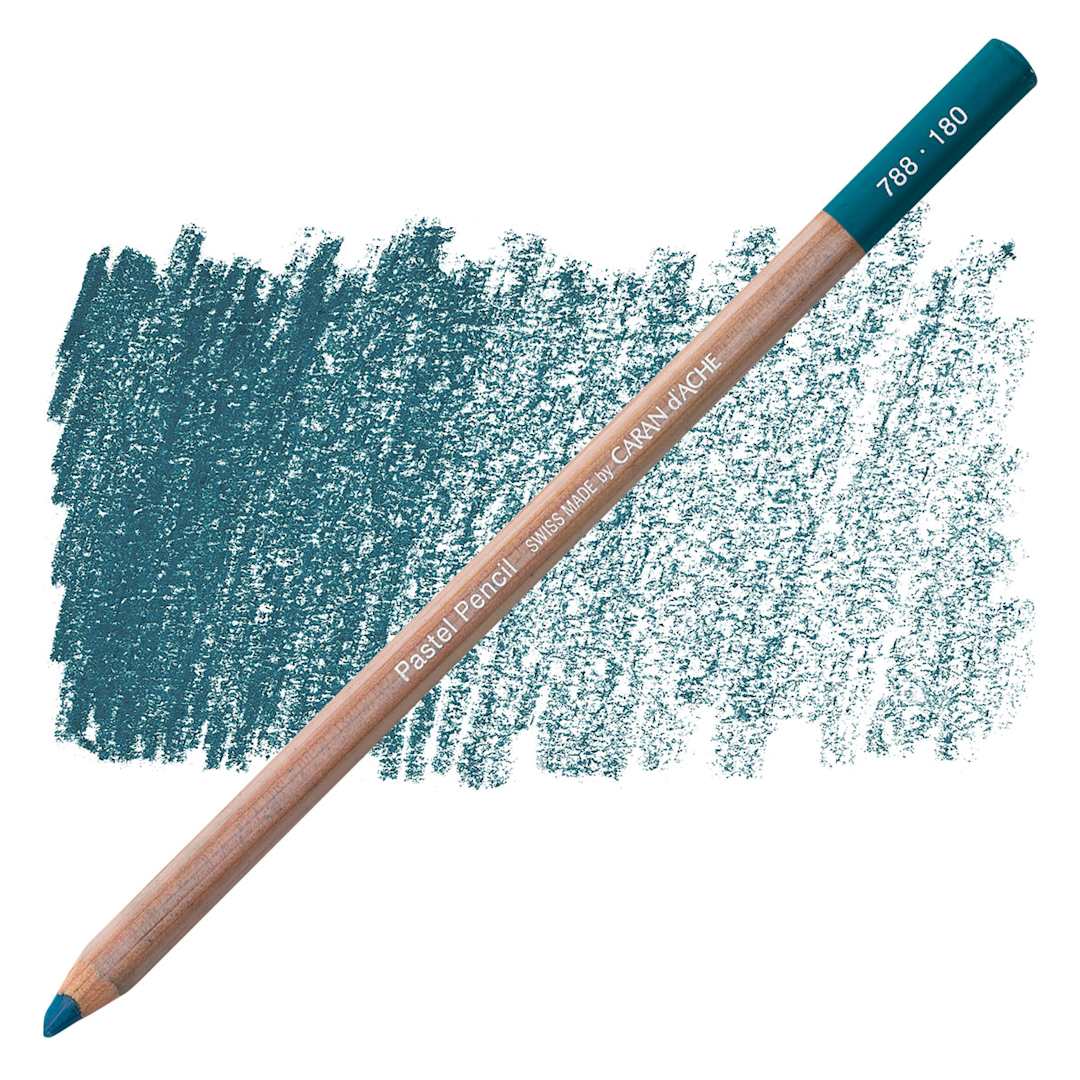 Open in modal - Caran d'Ache Pastel Pencil - Malachite Green pencil and swatch