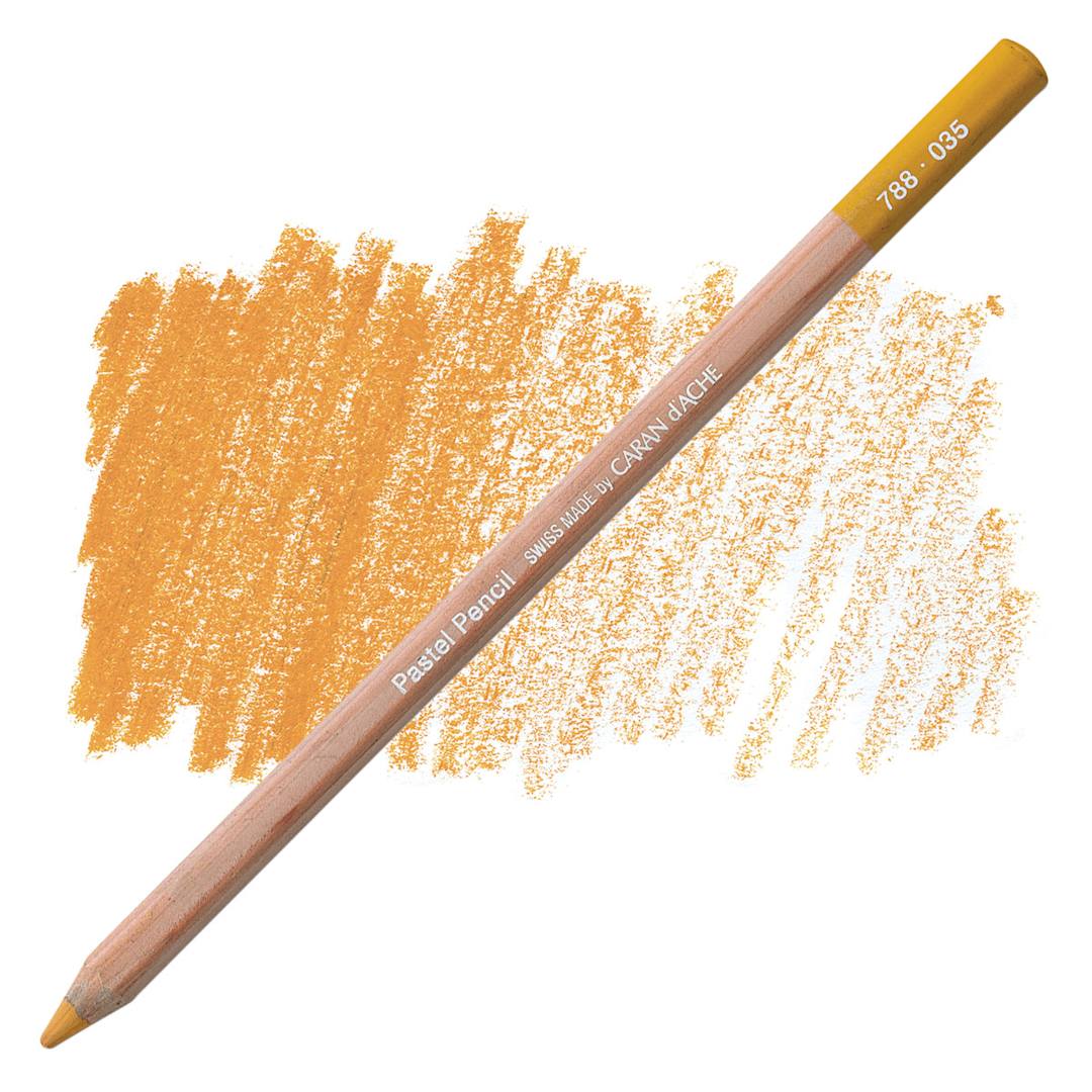 Open in modal - Caran d'Ache Pastel Pencil - Ochre pencil and swatch