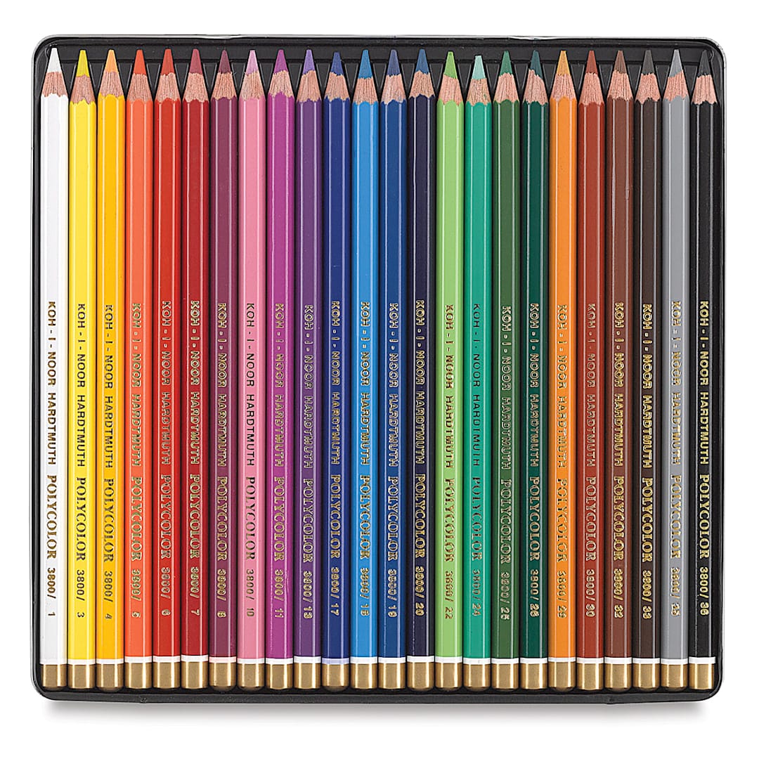 Open in modal - Koh-I-Noor Polycolor Dry Color Drawing Pencil Set - Assorted Colors, Tin, Set of 24