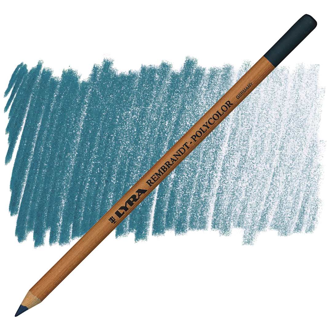 Open in modal - Lyra Rembrandt Polycolor Premium Oil-Based Colored Pencil - Night Green pencil and swatch