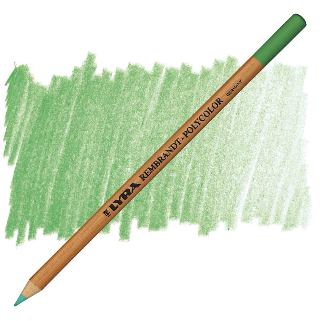 Open in modal - Lyra Rembrandt Polycolor Premium Oil-Based Colored Pencil - French Green pencil and swatch