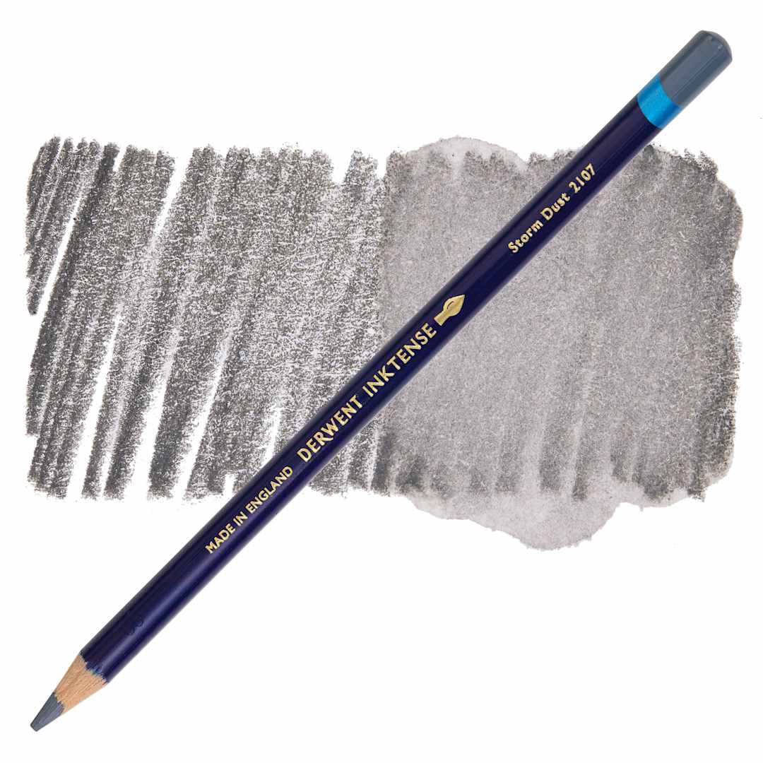 Open in modal - Derwent Inktense Pencil - Storm Dust, swatch and pencil