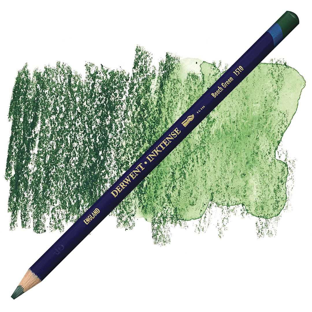 Open in modal - Derwent Inktense Pencil - Beech Green pencil and swatch