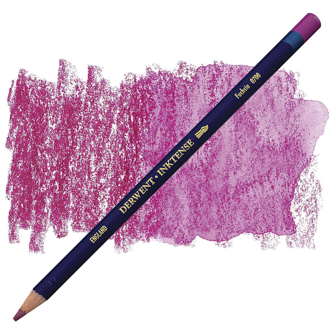 Open in modal - Derwent Inktense Pencil - Fuchsia pencil and swatch