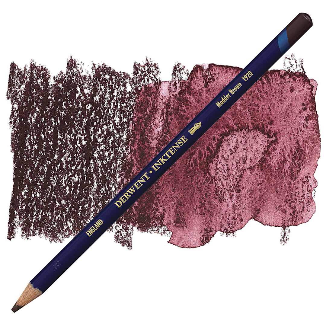 Open in modal - Derwent Inktense Pencil - Madder Brown pencil and swatch