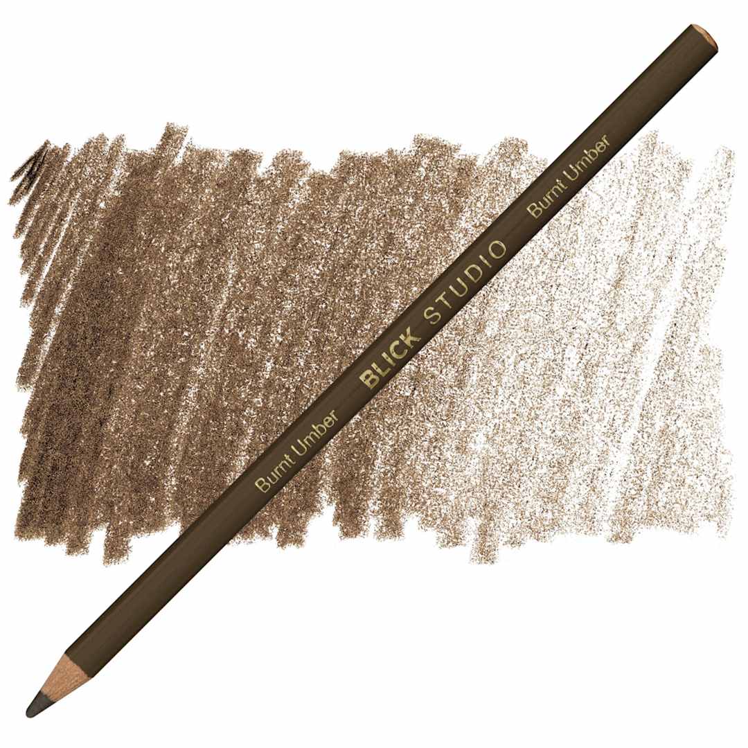 Open in modal - Blick Studio Artists' Colored Pencil - Burnt Umber pencil and swatch