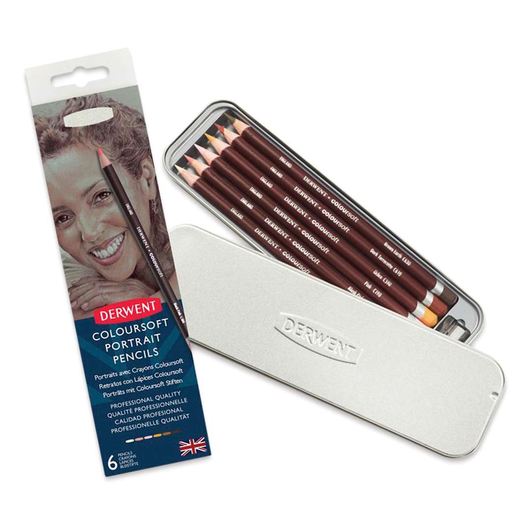 Open in modal - Derwent Coloursoft Pencil - Set of 6, Tin Box, Portrait