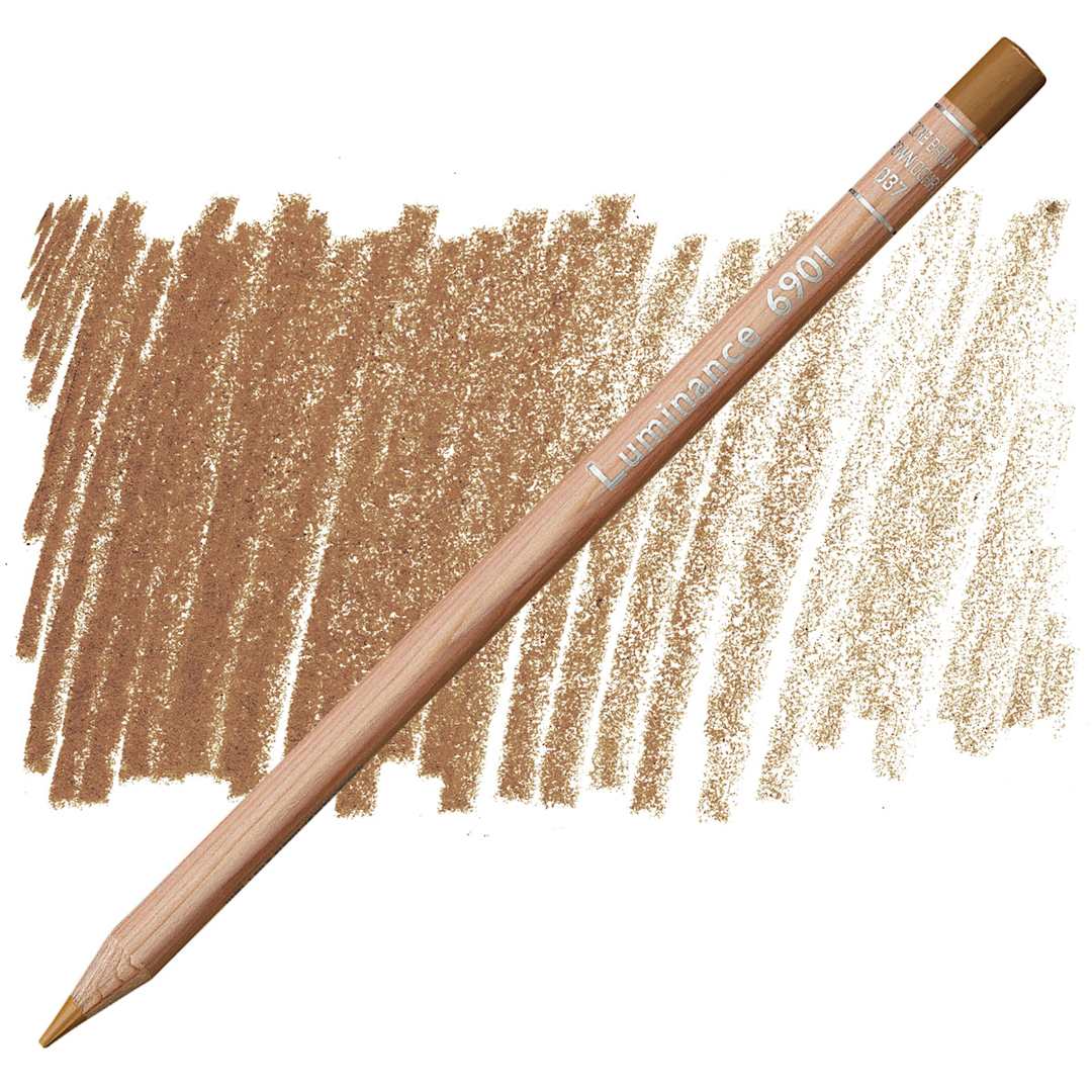 Open in modal - Caran d'Ache Luminance Colored Pencil - Brown Ochre pencil and swatch