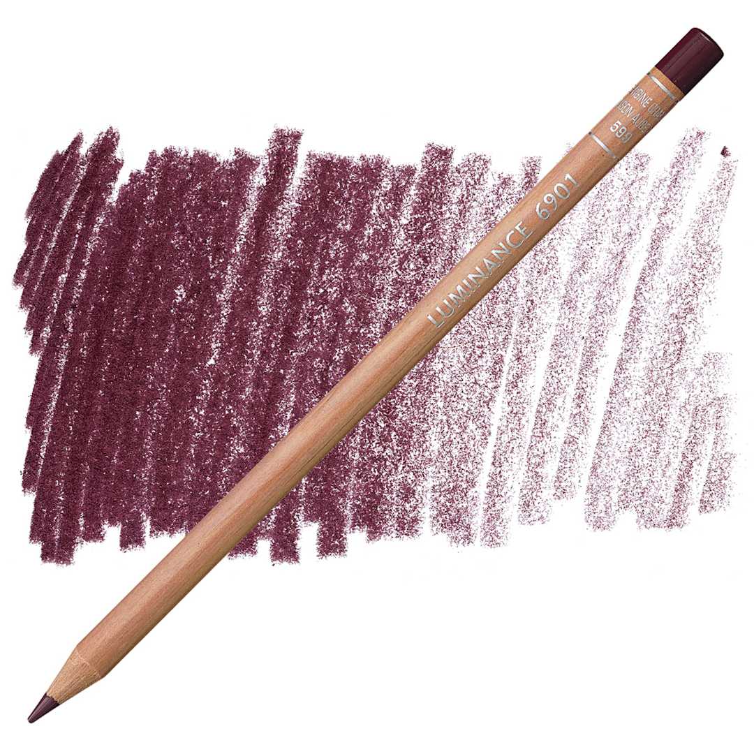 Open in modal - Caran d'Ache Luminance Colored Pencil - Crimson Aubergine pencil and swatch