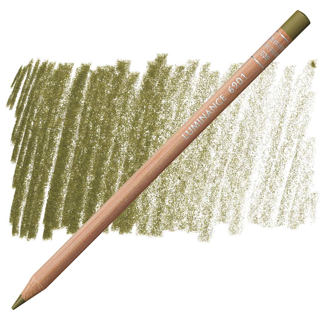 Open in modal - Caran d'Ache Luminance Colored Pencil - Olive Brown pencil and swatch