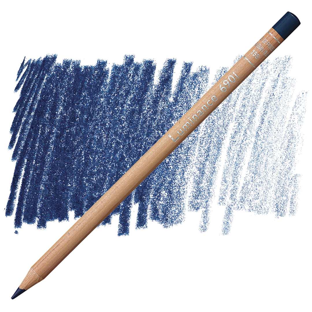 Open in modal - Caran d'Ache Luminance Colored Pencil - Prussian Blue pencil and swatch