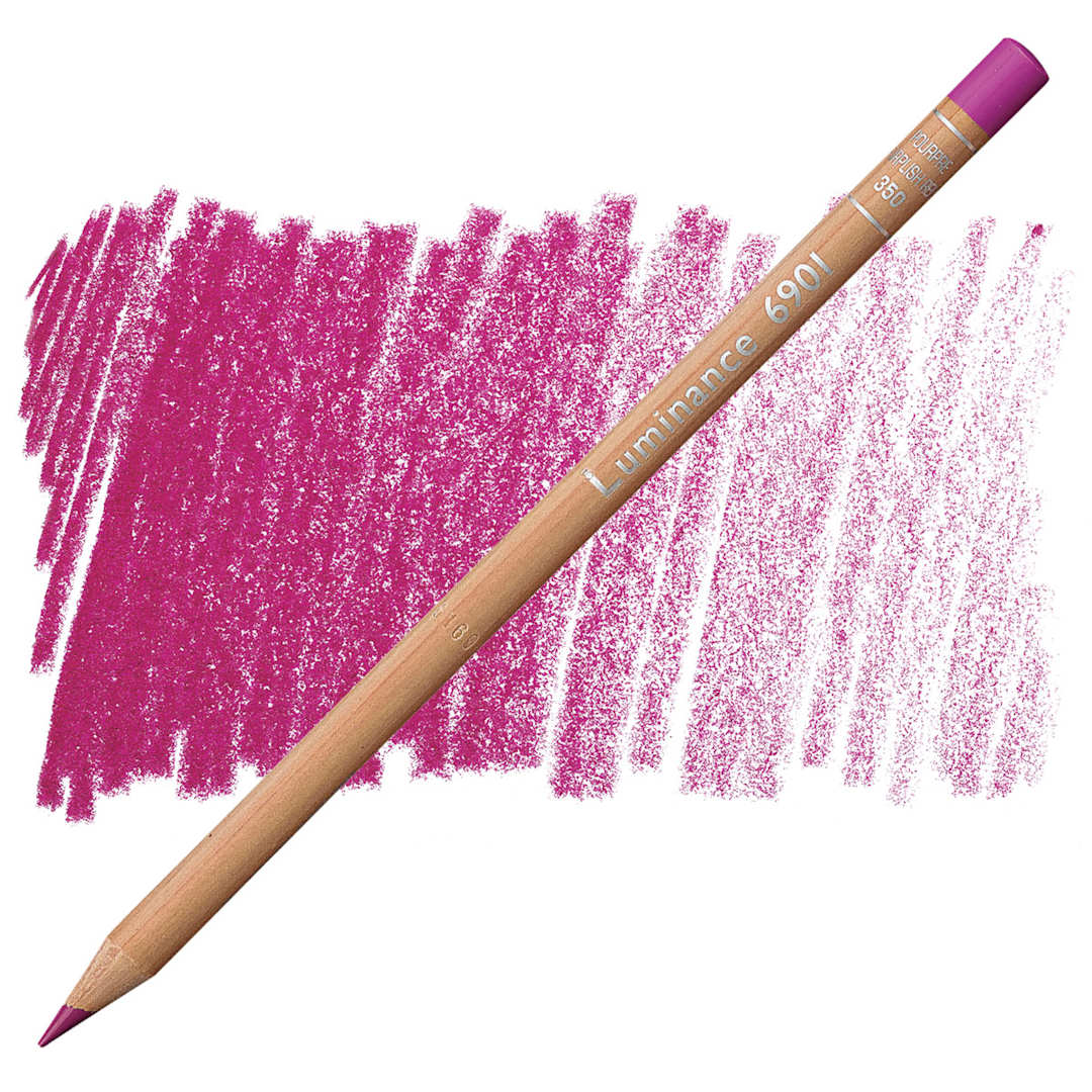 Open in modal - Caran d'Ache Luminance Colored Pencil - Purplish Red pencil and swatch