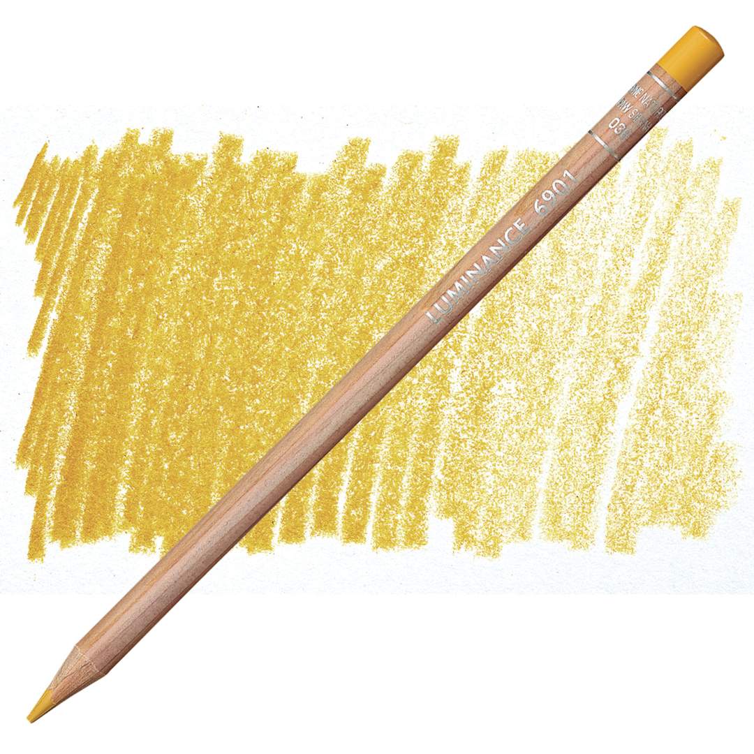 Open in modal - Caran d'Ache Luminance Colored Pencil - Raw Sienna pencil and swatch