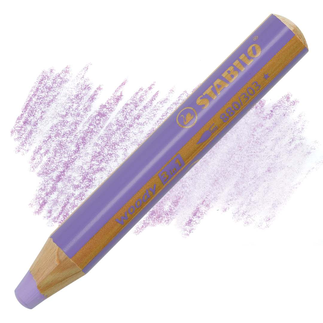 Open in modal - Stabilo Woody 3 in 1 Pencil - Pastel Lilac swatch and pencil pencil and swatch