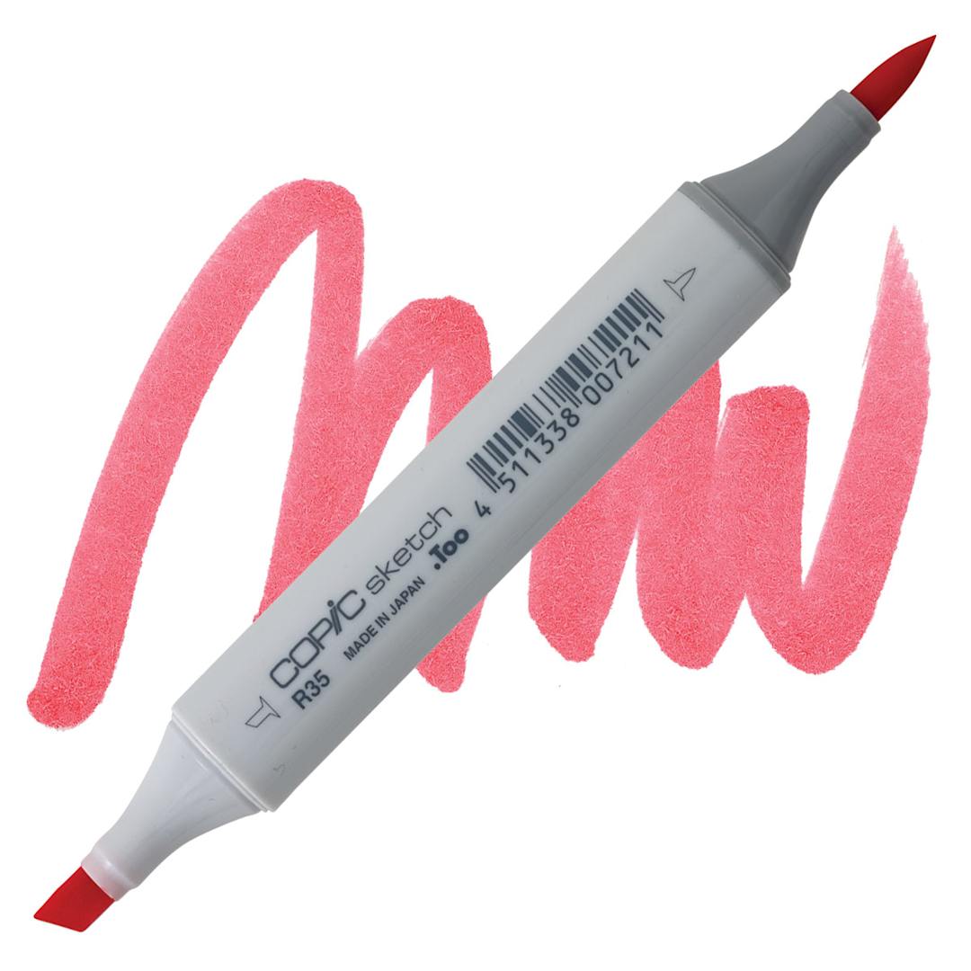 Open in modal - Copic Sketch Marker - Coral R35 marker and swatch