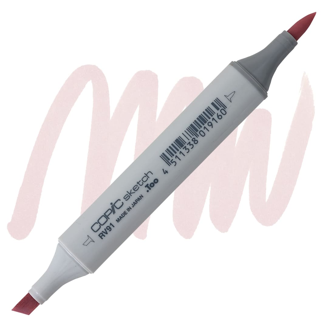 Open in modal - Copic Sketch Marker - Grayish Cherry RV91 marker and swatch